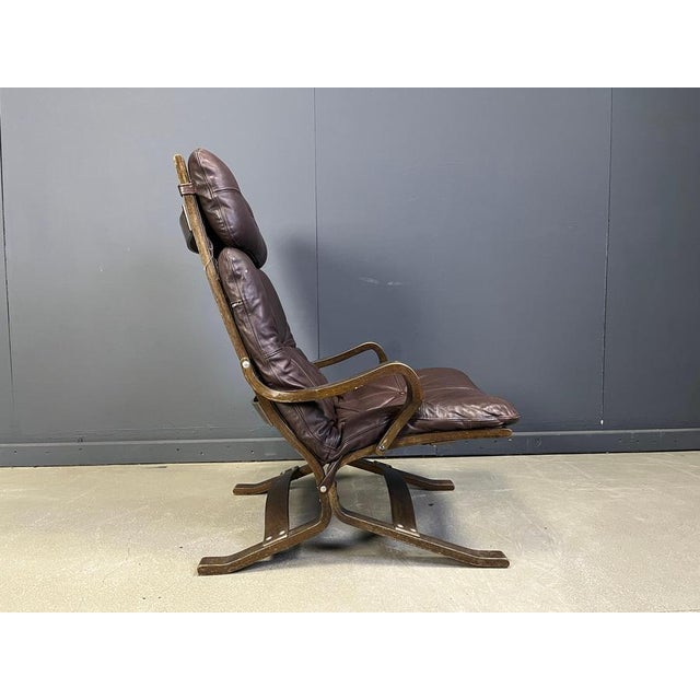 Ingmar Relling Vintage Scandinavian Leather and Bentwood Armchair by Ingmar Relling, 1970s For Sale - Image 4 of 12
