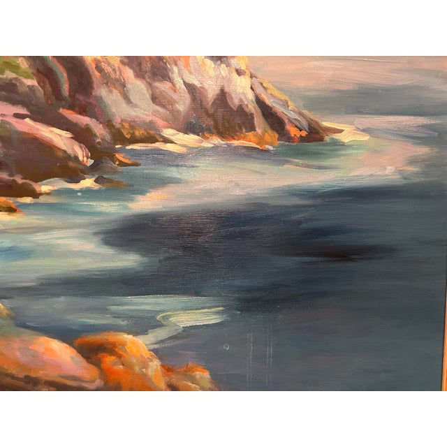 Tina Ingraham (1947-), Large Postmodern Vivid Colored Maine Landscape Seascape, Monhegan Island, Signed, Dated For Sale - Image 4 of 5