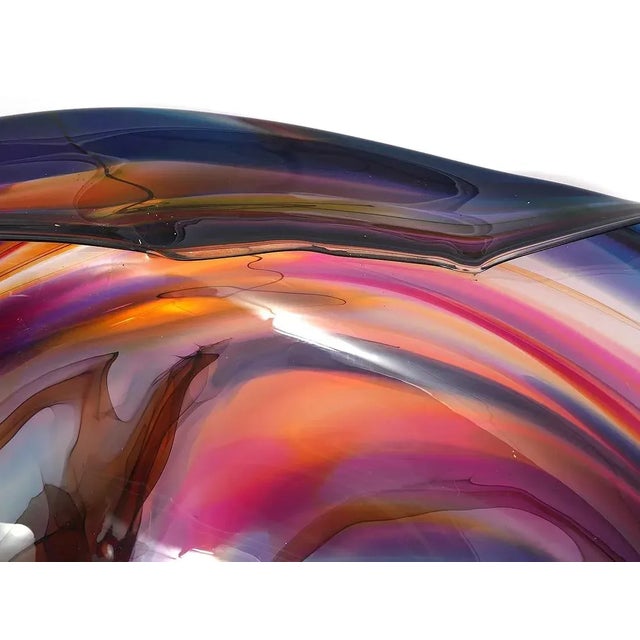 Monumental David Goldhagen Blown Art Glass Centerpiece Bowl, American For Sale - Image 14 of 18
