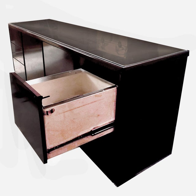 Custom MidCentury Cherry Wood Laminate Locking Storage Credenza With