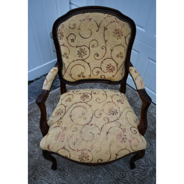 Vintage Carved French Style Bergere Type Chair For Sale In Philadelphia - Image 6 of 12