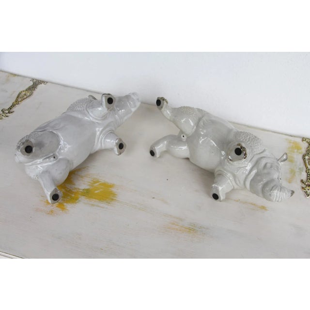 French Glazed Earthenware Rhinoceros Figurines - a Pair For Sale - Image 11 of 13