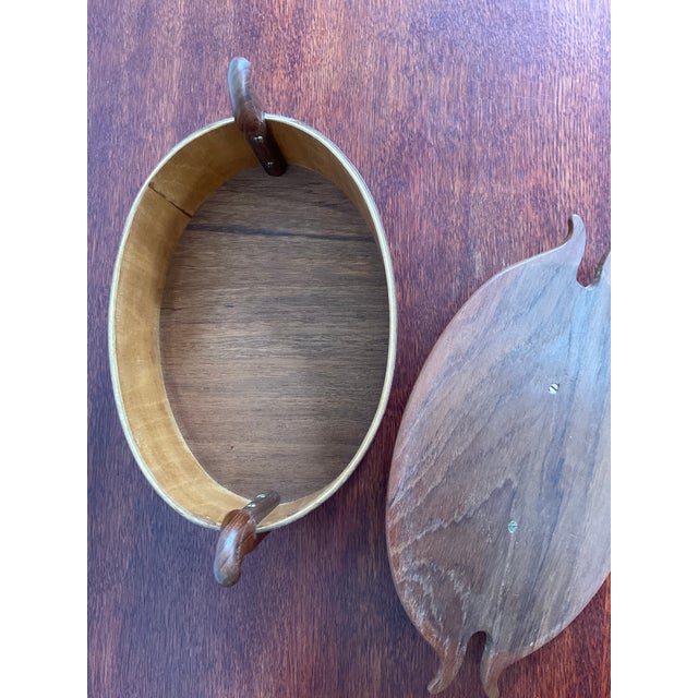 Brown 1960s Swedish Teak Lidded Lunchbox / Bread Box For Sale - Image 8 of 12