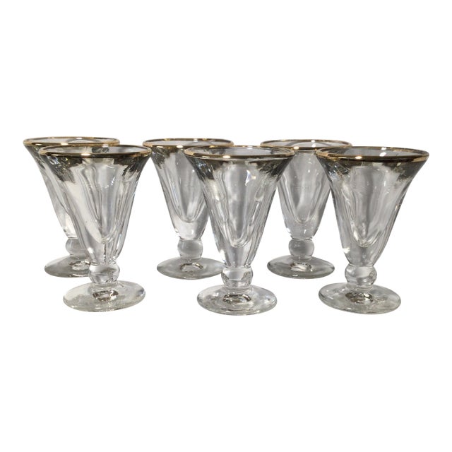 French Gold Rim Cordial Glasses - Set of 6 For Sale
