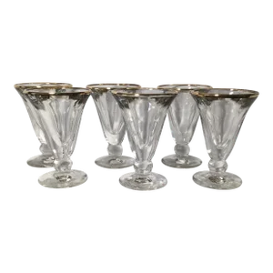 Vintage French Gold Rim Liquor Glasses - Set of 6