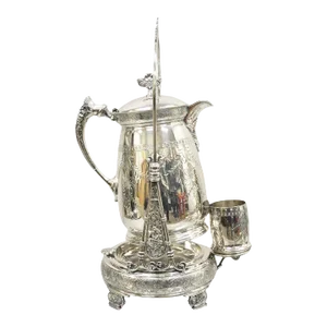 1900s Rogers Smith & Co Silver Plated Victorian Tilting Lemonade Water Pitcher With Stand