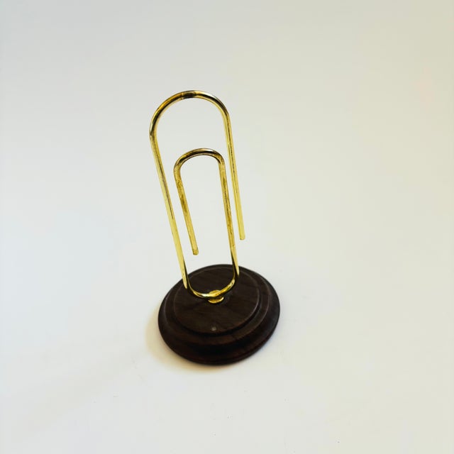 Mid-Century Modern Large Vintage Brass Paperclip Note Holder / Letter Holder For Sale - Image 3 of 10