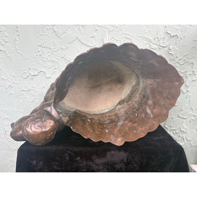 Bronze Vintage Korean Cast Metal Swan & Cherub Planter Cachepot in Bronze Finish, 1970s For Sale - Image 8 of 11