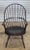 Store Item: Black Sack Back Windsor Arm Chair Black Crackle Finish Bench Made Description: Chair has a bent back with rail...