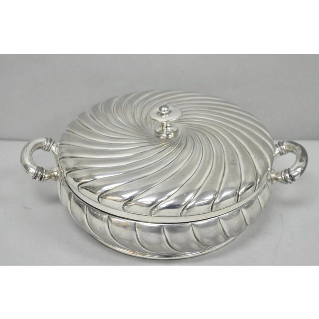 Antique Victorian Meriden B Co Spiral Swirl Silver Plated Covered Serving Dish Tureen - a Pair For Sale - Image 17 of 18