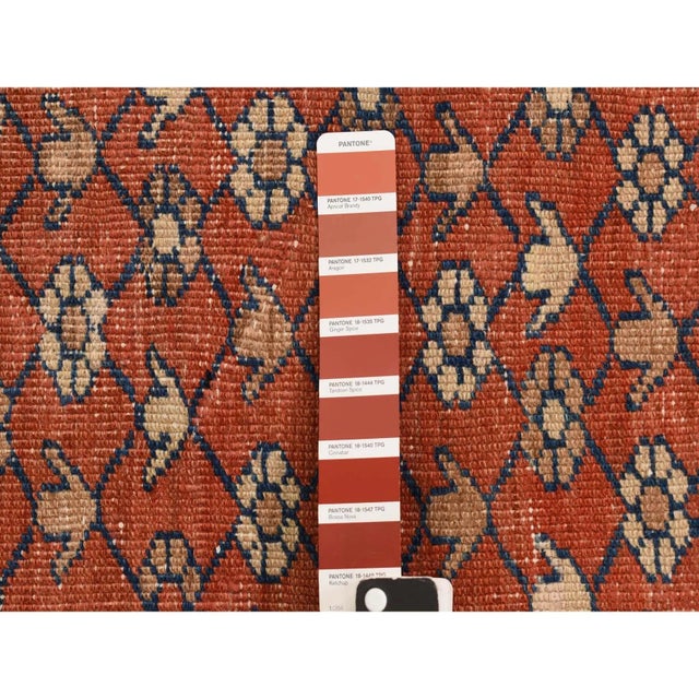 1900 12'6"x19'6" Dark Coral Antique Persian Bakshaish Even Wear Wool Hand Knotted Rug For Sale - Image 10 of 11