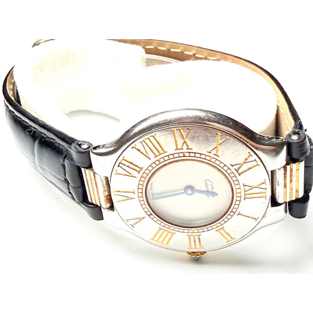1980s Cartier Must De Cartier 21 Quartz Watch, Stainless Steel & Gold For Sale - Image 13 of 18