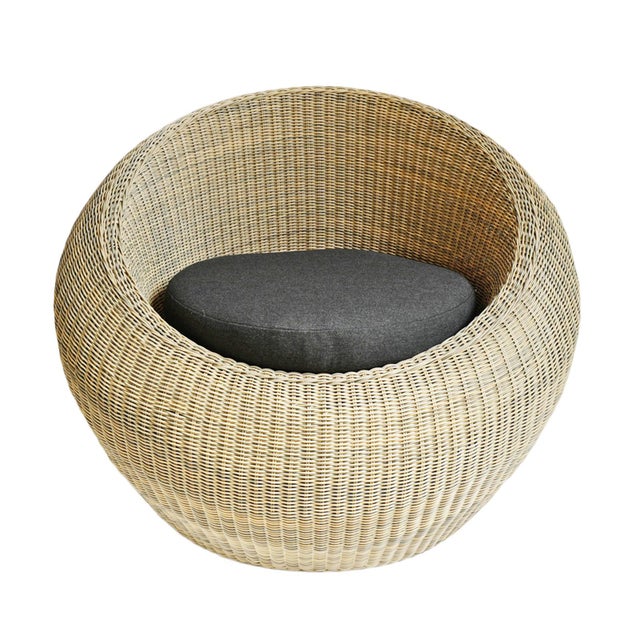 Faux rattan/wicker woven bubble chair. Rust-resistant aluminum frame that’s been hand woven with durable material with UV...