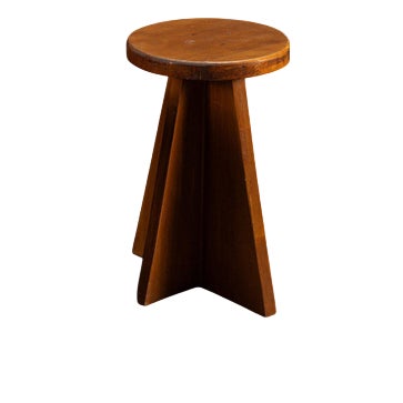 Modernist Wood Stool, 1950s For Sale