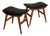 Teak Stool with Black Leather, 1960s, Set of 2 For Sale