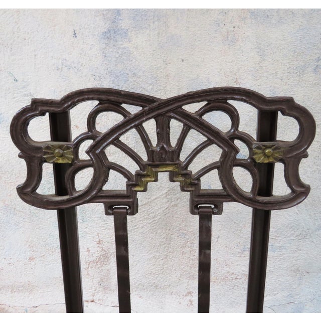 Metal Art Nouveau Folding Table & Chairs, 5 Pieces For Sale - Image 7 of 12