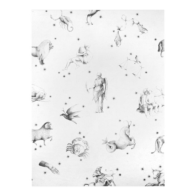 Schumacher x Charlap Hyman & Herrero / Pilar Almon Pilar Panel Set in Grisaille - 2 Panels For Sale