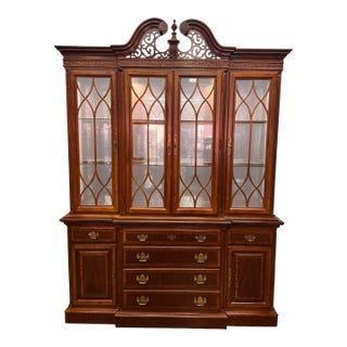 Vintage Chippendale Style Mahogany China / Display Cabinet For Sale