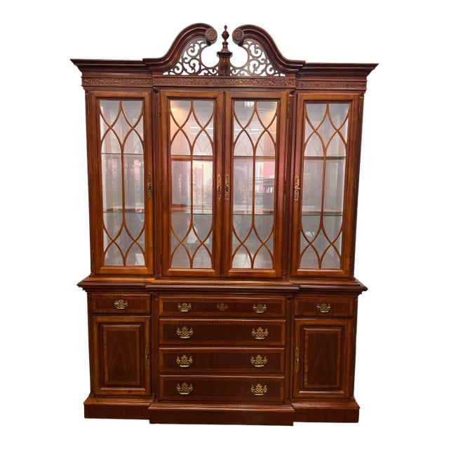 Vintage Chippendale Style Mahogany China / Display Cabinet For Sale