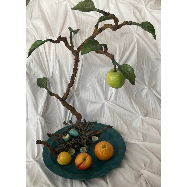 Victor Cicansky, Canadian Sculptor Signed 2005 Metal Fruit Sculptor With Nest Eggs Foliage and Whimsy. A Great Representation of His High Works. For Sale - Image 9 of 11