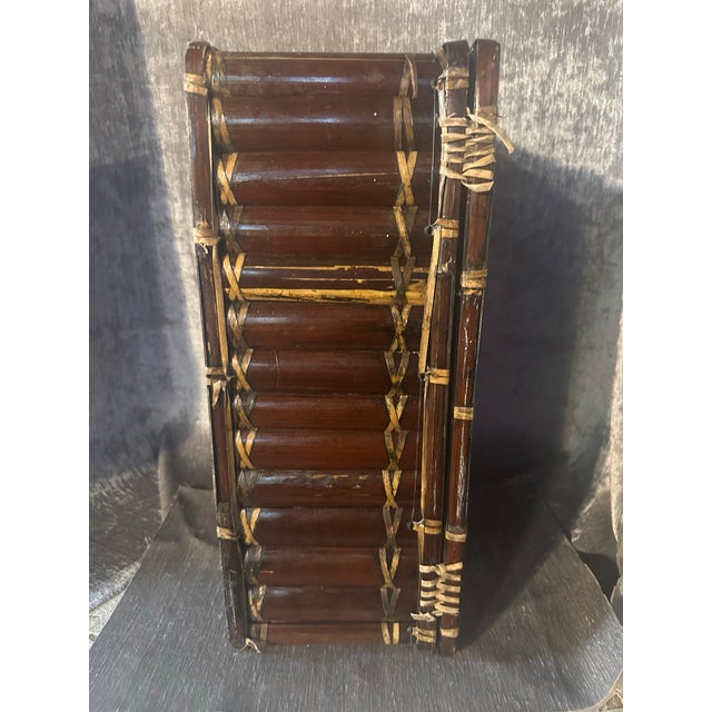 Wood Late 20th Century Vintage Bamboo Picnic Suitcase Basket For Sale - Image 7 of 7