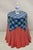 Vintage Hollywood Regency Paper Mache Red Blue Green Tartan Painted "Tablecloth" Drape Side Table by The Strata Group....