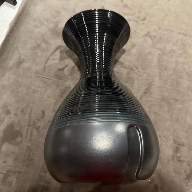 1970s Modern Gray and Black Ceramic Italian Vase by Ceramiche Santambrogio For Sale - Image 11 of 12