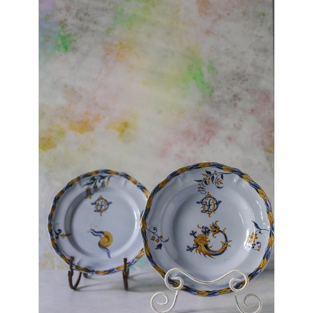 Late 19th Century Émile Gallé “Animaux Héraldiques” Faience Plates - Pair For Sale - Image 13 of 13