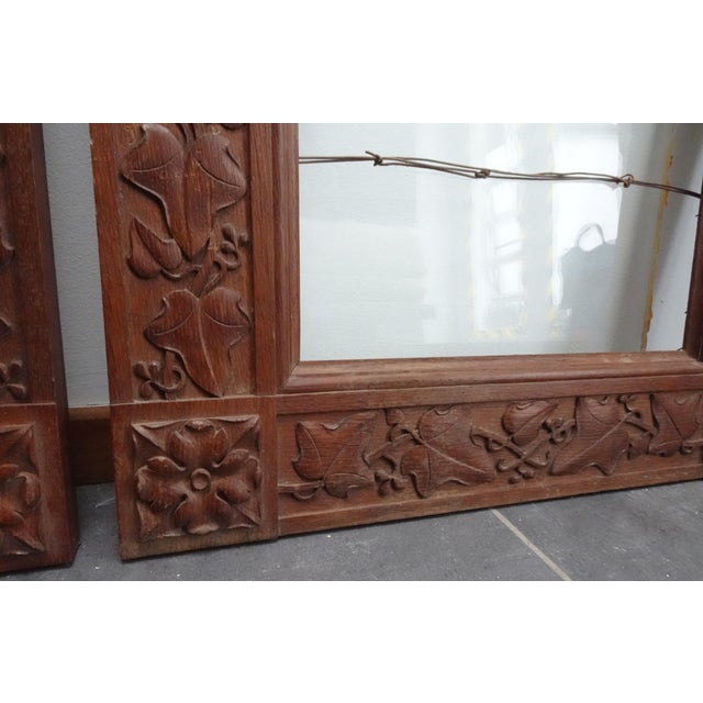 Large Art Nouveau Carved Wooden Frames with Glass, 1890s, Set of 2 For Sale - Image 6 of 16