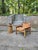 Modern Leather and Teak Lounge Chair For Sale - Image 4 of 8