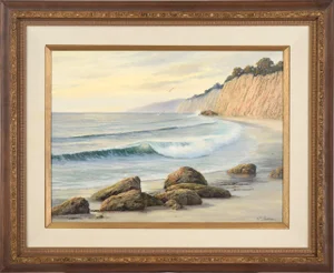 1970s "Glowing Wave Crashing at the Shore" Seascape Oil Painting by William Henry Blackman, Framed