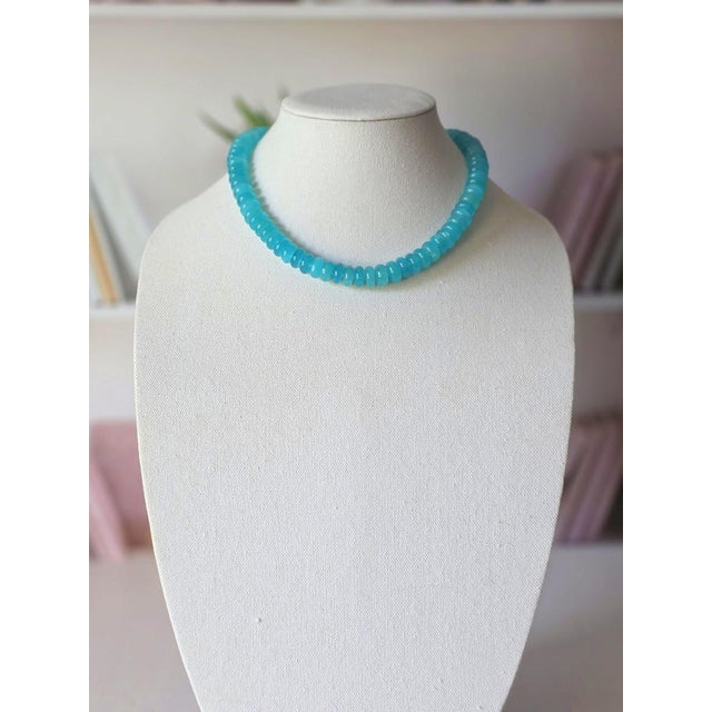 Mozambique Amazonite Rondelle Necklace With Amazonite Clasp For Sale - Image 4 of 9