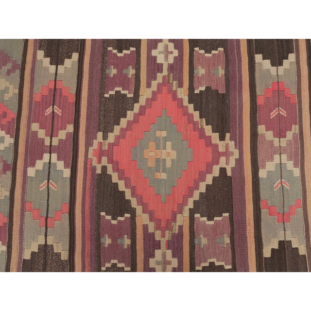 1970s Vintage Handmade Wool Cotton Purple Runner Rug For Sale - Image 11 of 11