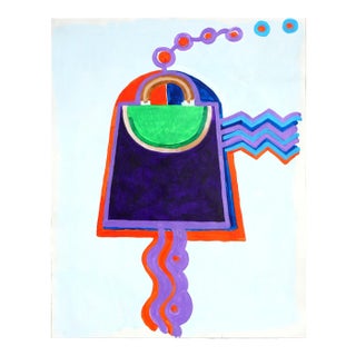 Michael William Eggleston "Purple and Green Fashion Handbag" Oil Abstract Circa 1970s For Sale