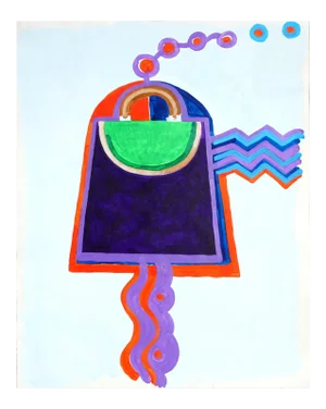 Michael William Eggleston "Purple and Green Fashion Handbag" Oil Abstract Circa 1970s
