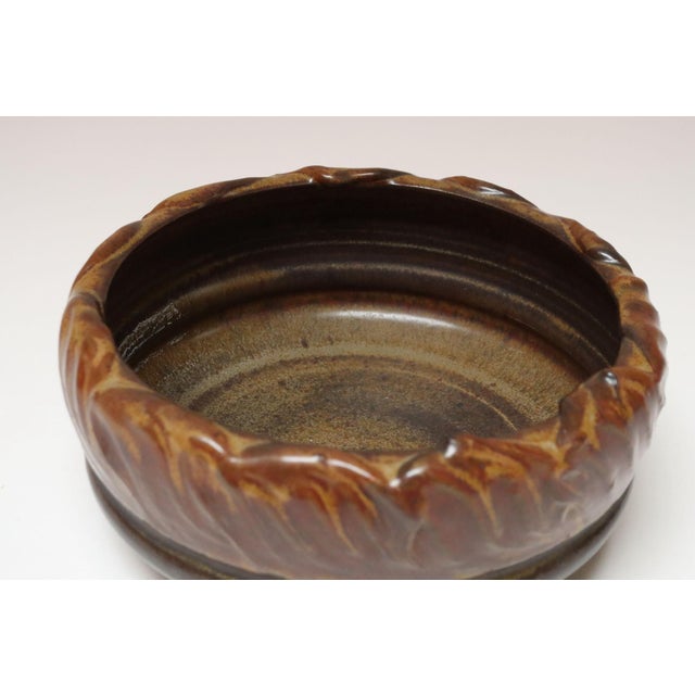 Vintage Matte Maroon Glazed Ceramic Planter Bowl by Deanna Nichols For Sale - Image 13 of 15