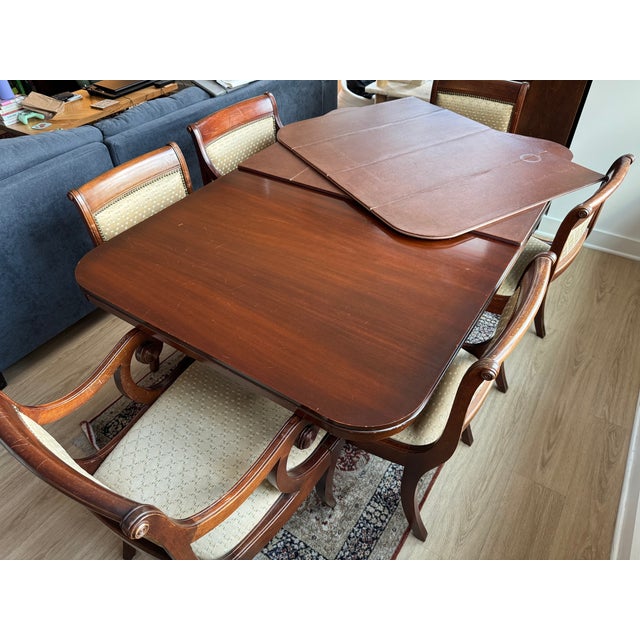 Traditional Mid Century (1940’s) Drexel New Hampton Court Dining Table and Chairs For Sale - Image 3 of 7