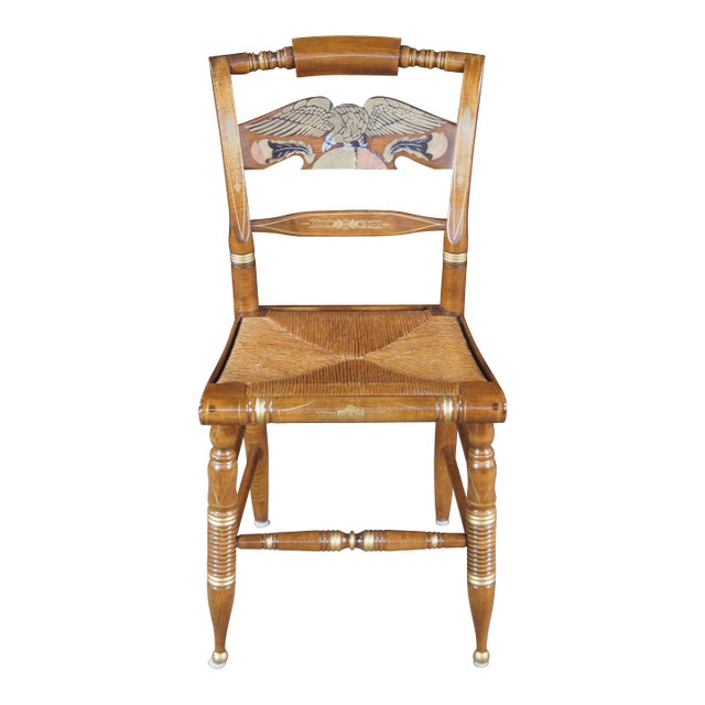 Ethan Allen Maple Hitchcock Hand Decorated American Eagle Side Chair For Sale