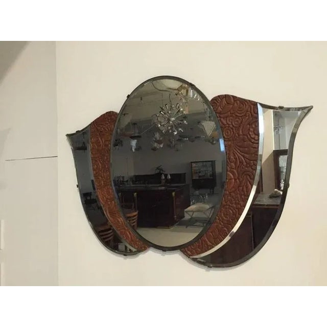 Wood American Art Deco 1920s Mirror With Wood Floral Motif For Sale - Image 7 of 7