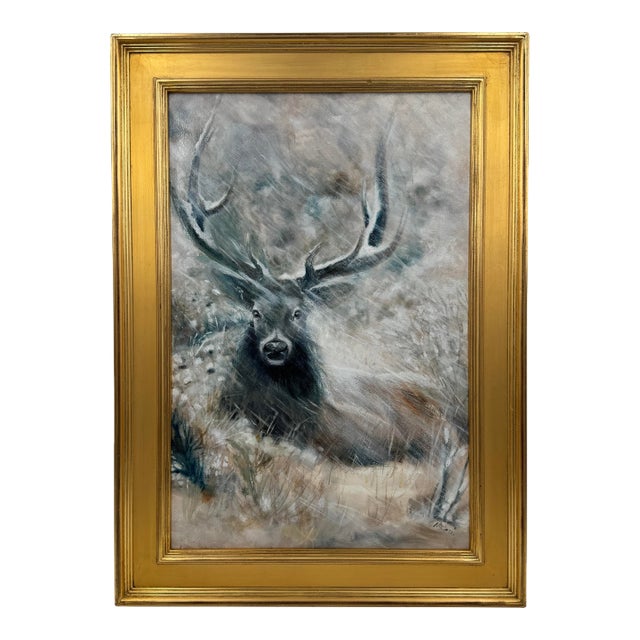 Noemi Kosmowski “Smoky Day” Original Stag Oil Painting, 2025 For Sale