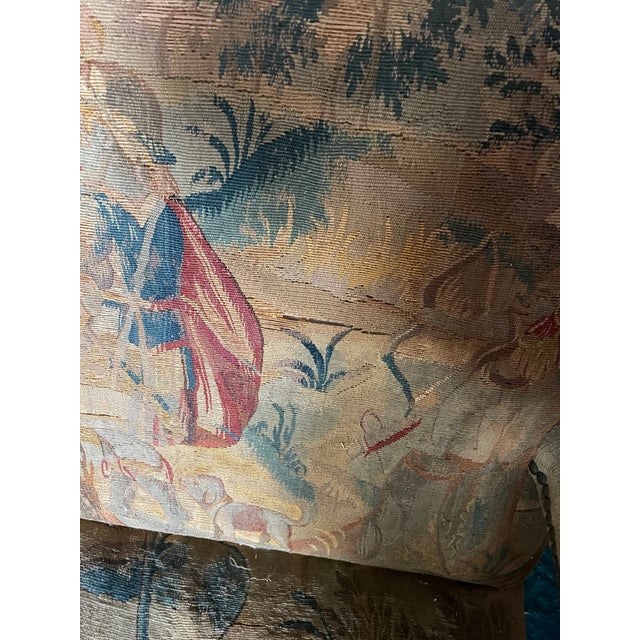 Late 19th Century 19th C Settee With Distressed Angel Fauna Tapestry Loveseat Bench Sofa For Sale - Image 5 of 12