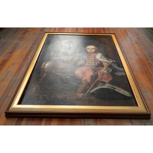 18th Century European German or Austrian School Portrait of a Noble Boy With Deer For Sale - Image 9 of 16