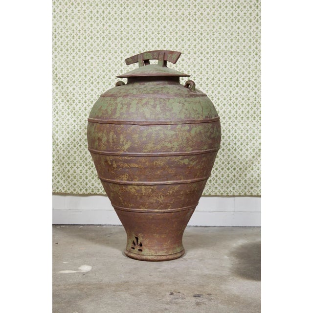 Early 20th Century Urn Shaped Clay Jar With Lid, Stamped For Sale - Image 5 of 10