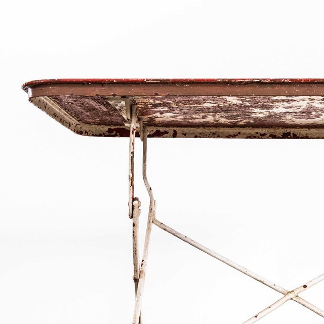 1950s Vintage French Rectangular Metal Folding Dining Table, 1950s For Sale - Image 5 of 9