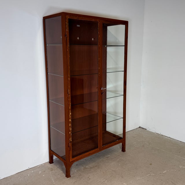 Industrial Vintage Mancave Doctors Display Case with Rust Treatment, 1966 For Sale - Image 3 of 18