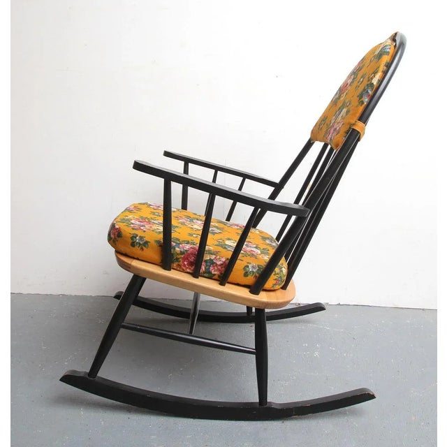 Rocking Chair with Yellow Cushions, 1950s For Sale - Image 9 of 12