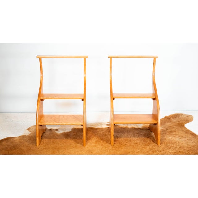 American Studio Cherry Wood Sculptural Library Steps Stool For Sale - Image 11 of 17