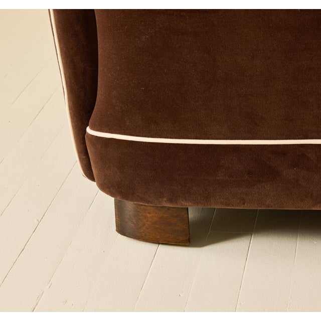 Textile Danish Art Deco Club Chair in Velvet, 1940's. For Sale - Image 7 of 7