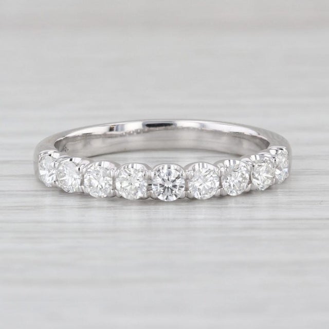 Metal 0.61ctw Diamond Wedding Anniversary Band 14k White Gold Stackable Sz 8-8.25 Ring For Sale - Image 7 of 8