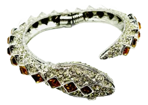 1980s Kenneth Jay Lane Amber Crystal Snake Bracelet